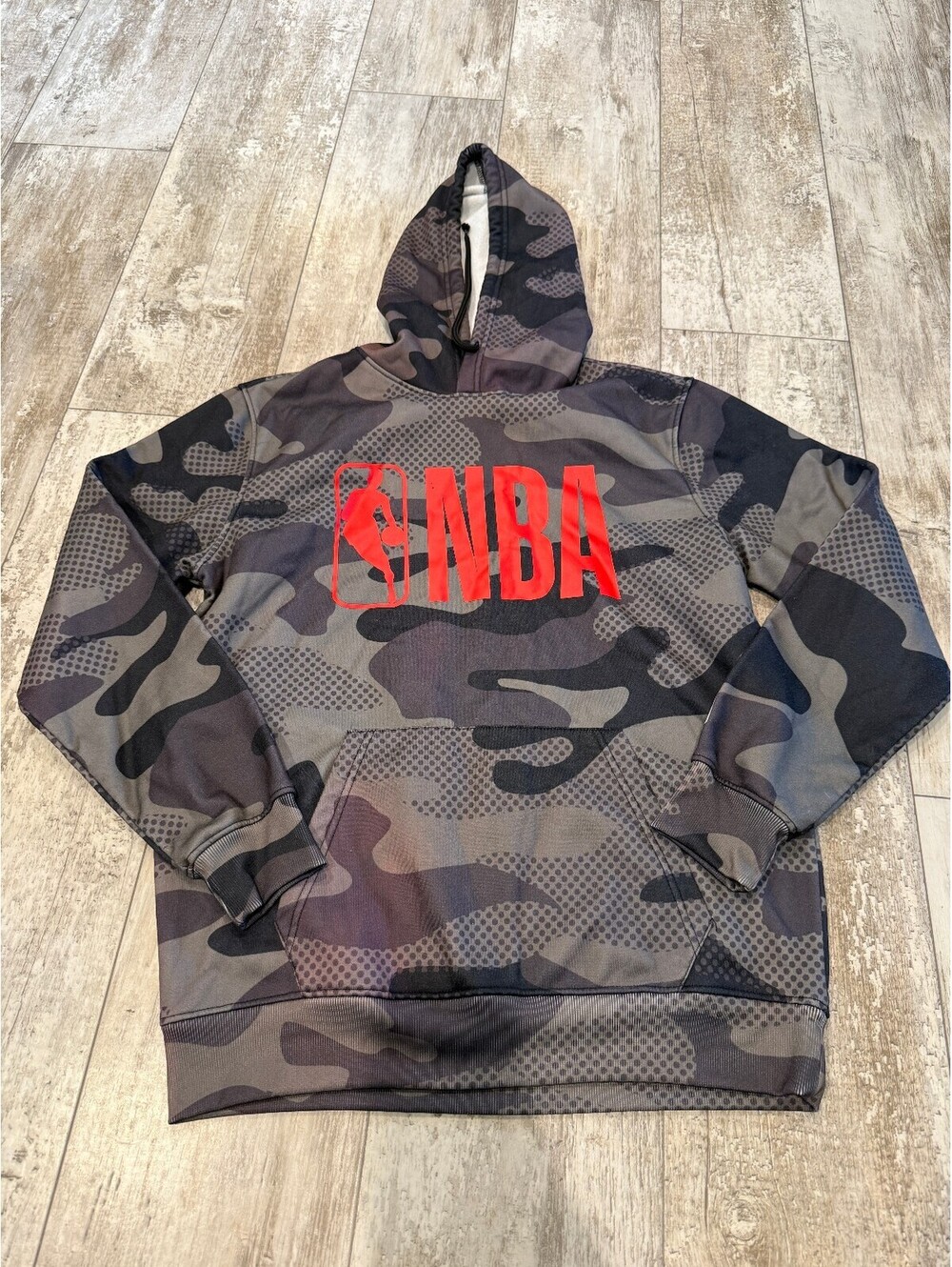 NBA Mens M Camo Hoodie Red Logo Basketball Streetwear